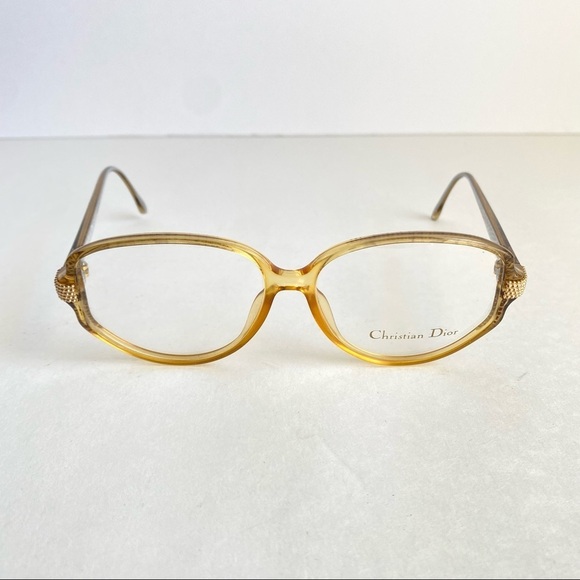 Vintage Christian Dior Eyeglasses Frames Retro 60s 70s Amber Yellow Glasses Demo - Picture 2 of 11